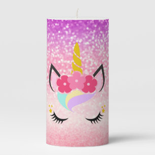 Personalized Unicorn Ombre Glitter 3"x6" Candle