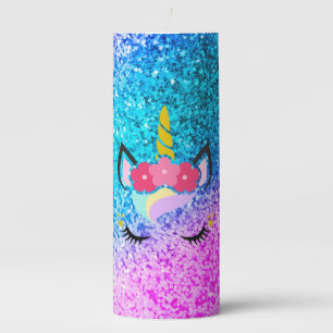 Personalized Unicorn Ombre Glitter 3"x8" Candle