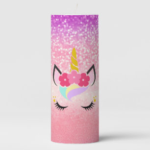 Personalized Unicorn Ombre Glitter 3"x8" Candle