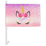 Personalized Unicorn Ombre Glitter Car Flags at Zazzle