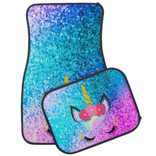 Personalized Unicorn Ombre Glitter Car Floor Mats
