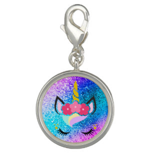 Personalized Unicorn Ombre Glitter Charm Jewelry