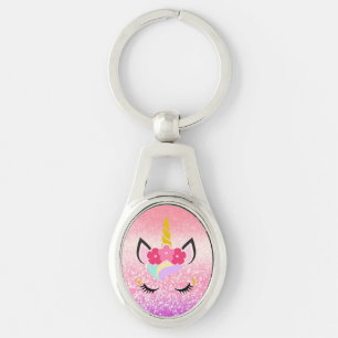 Personalized Unicorn Ombre Glitter Key Chain