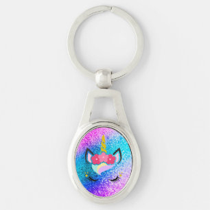 Personalized Unicorn Ombre Glitter Key Chain