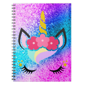 Personalized Unicorn Ombre Glitter Note Book