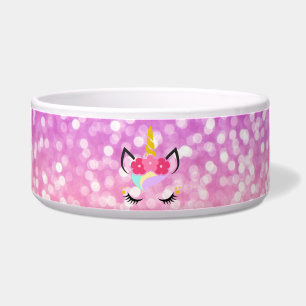 Personalized Unicorn Ombre Glitter Pet Bowls