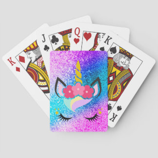 Personalized Unicorn Ombre Glitter Playing Cards