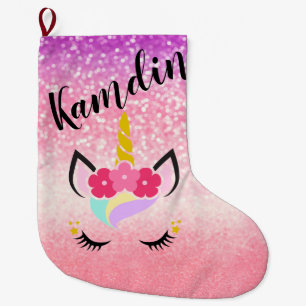 Personalized Unicorn Ombre Glitter Stocking