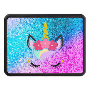 Personalized Unicorn Ombre Glitter Trailer Hitch Cover