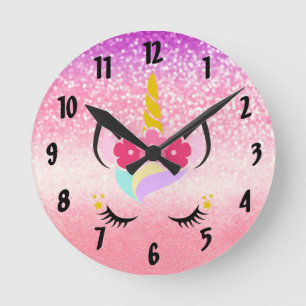 Personalized Unicorn Ombre Glitter Wall Clock