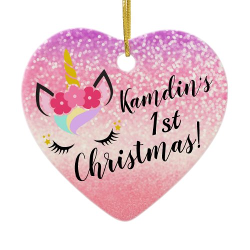 Personalized Unicorn Ombre Glitter XMAS Ornament