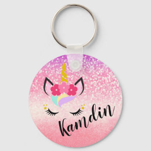 Personalized Unicorn Ombre Key Chain Zipper Pull