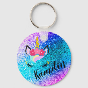 Personalized Unicorn Ombre Key Chain Zipper Pull