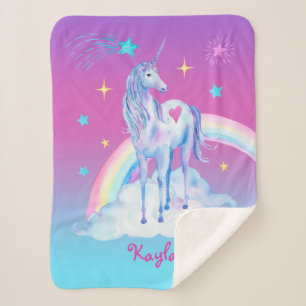 Personalized Unicorn on Clouds Sherpa Snuggy Sherp Blanket