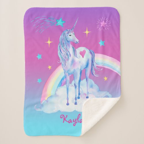 Personalized Unicorn on Clouds Sherpa Snuggy Sherp Sherpa Blanket