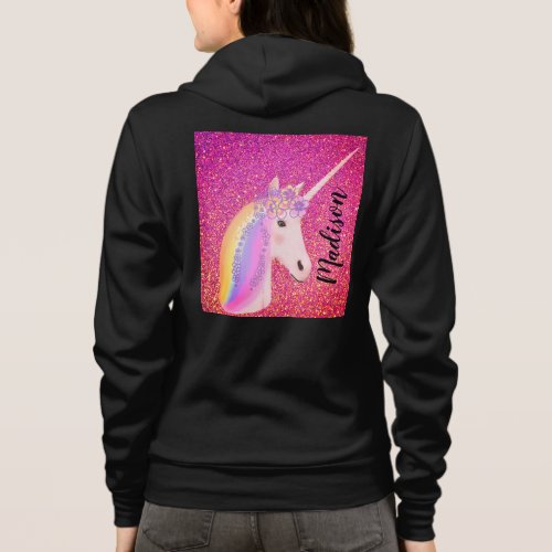 Personalized Unicorn Pink Glitter Hoodie