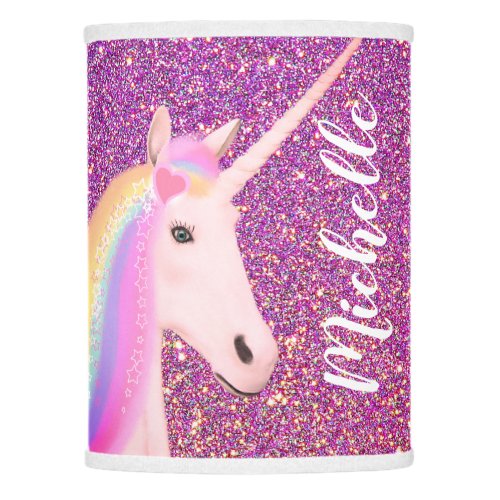 Personalized Unicorn Pink Glitter Ombre Lamp Shade