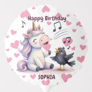Personalized Unicorn Pink Hearts Balloon