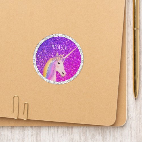 Personalized Unicorn Pink Purple Glitter Ombre Patch