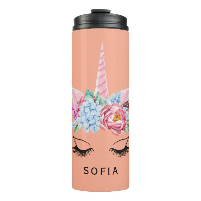 Personalized Unicorn Pink  Thermal Tumbler (Front)