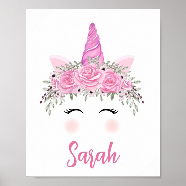 Personalized Unicorn Poster With Pink Name (Front)