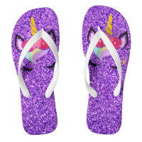 Personalized Unicorn Purp Glitter Flipflop Sandals