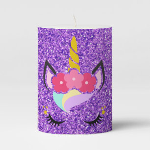 Personalized Unicorn Purple Glitter 3"x4" Candle