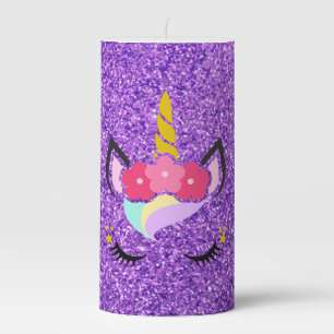 Personalized Unicorn Purple Glitter 3"x6" Candle