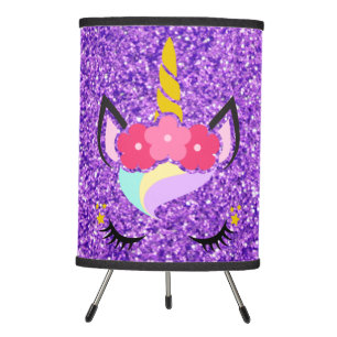 Personalized Unicorn Purple Glitter Table Lamp
