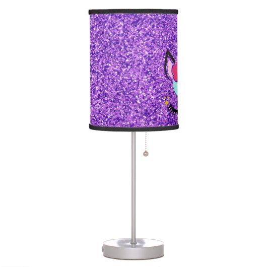 Personalized Unicorn Purple Glitter Table Lamp (Left)