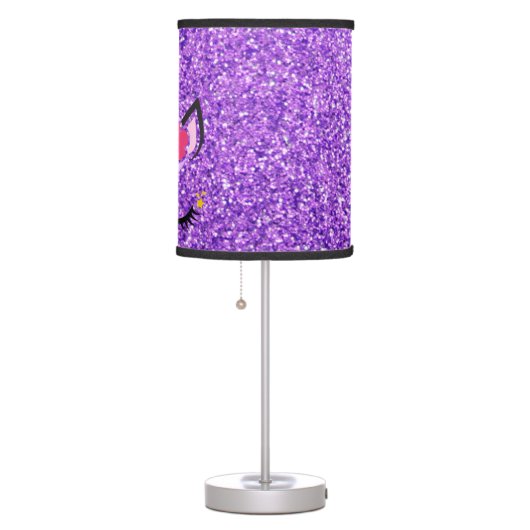 Personalized Unicorn Purple Glitter Table Lamp (Right)