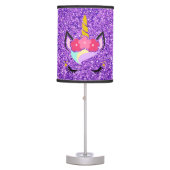 Personalized Unicorn Purple Glitter Table Lamp (Front)