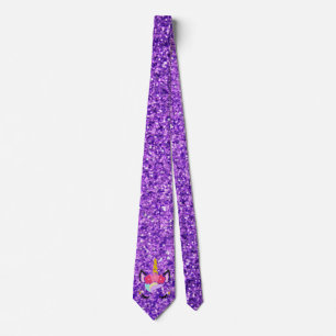 Personalized Unicorn Purple Mens Dress Tie