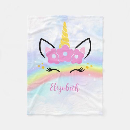 Personalized Unicorn Rainbow Baby Girl Gift Baby Fleece Blanket