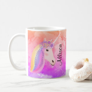 Personalized Unicorn Rainbow Colorful Coffee Mug
