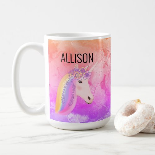 Personalized Unicorn Rainbow Colorful Hot Cocoa Coffee Mug