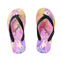 Personalized Unicorn Rainbow Colorful Kid's Flip Flops Personalized Unicorn Rainbow Colorful Kid's Flip Flops