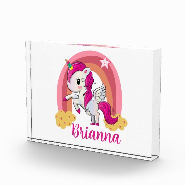 Personalized Unicorn Rainbow decor Acrylic Award (Right)