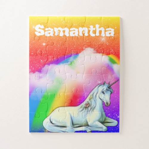 Personalized Unicorn Rainbow Kids gift Jigsaw Puzzle