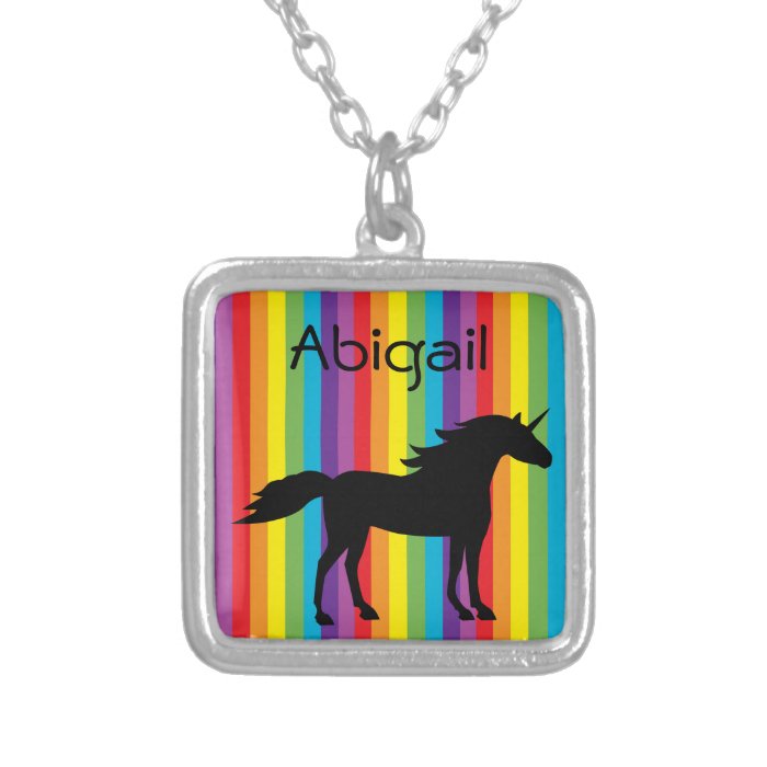 Personalized Unicorn Rainbow Necklace for Girls