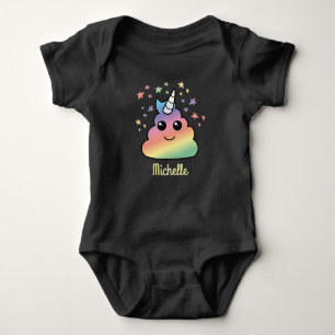 Personalized Unicorn Rainbow Poop Emoji Kawaii Baby Bodysuit