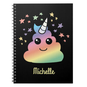 Personalized Unicorn Rainbow Poop Emoji Kawaii Notebook