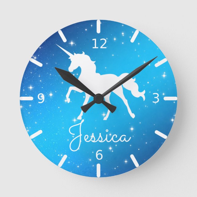 Personalized Unicorn Round Clock (Front)