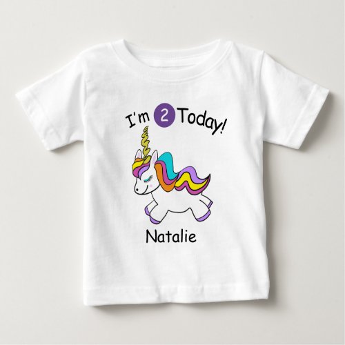 Personalized Unicorn Second Birthday Baby T_Shirt
