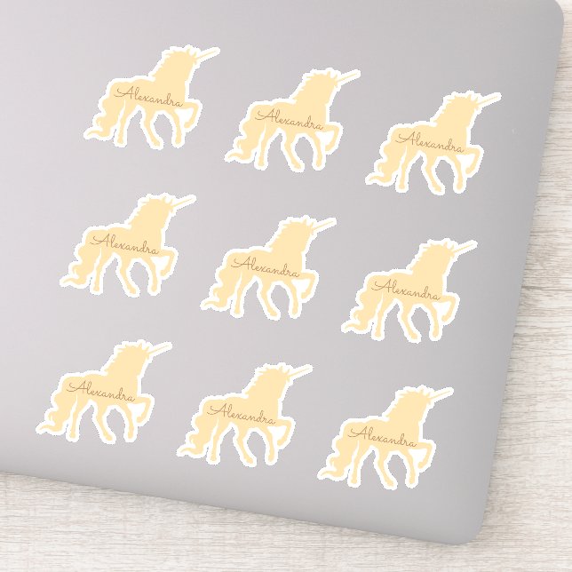 Personalized Unicorn set of 9 Die Cut Sticker (Detail)