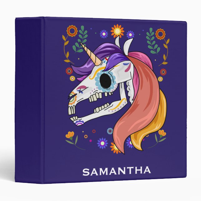 Personalized Unicorn Skull Face Photo Album 3 Ring Binder (Front/Spine)