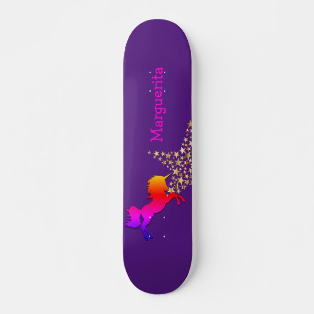 Personalized UNICORN Starry Purple Skateboard (Front)