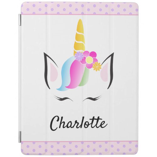  Personalized Unicorn Tablet Cover with Flower Cro