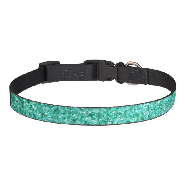 Personalized Unicorn Teal Glitter Pet Collar (Front)