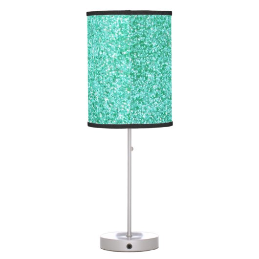 Personalized Unicorn Teal Glitter Table Lamp (Back)